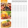 10Pcs BBQ Skewers 16" inch Kabob Skewers V-Shape Stainless Steel Shish Kebab Sticks Reusable Barbecue Skewers Set BBQ Grill Skewers