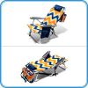 Reclining Beach Chair Outdoor Folding Lounge Chairs for Adults 5 Position Adjustable with Cooler Bag and Cushioned Neck Rest Backpack(2 pack)