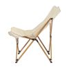 Folding Outdoor Camping Chair; Portable Stool for Fishing Picnic BBQ; Ultra Light Aluminum Frame with Wood Grain Accent; Khaki