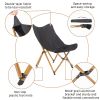 Folding Outdoor Camping Chair; Portable Stool for Fishing Picnic BBQ; Ultra Light Aluminum Frame with Wood Grain Accent; Black