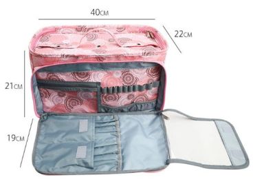 Wool Storage Bag Crochet Tool Buggy Bag With Cable Hole Needle Handbag (Option: Pink Printing-Large size)