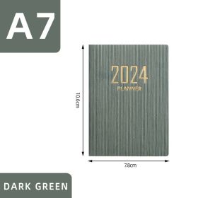 2024a7 English Schedule Book Creative Small Pocket Notebook (Option: A7-Dark Green)