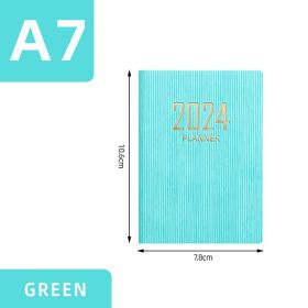 2024a7 English Schedule Book Creative Small Pocket Notebook (Option: A7-Green)