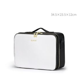 Large Capacity Leather Cosmetic Bag Portable Makeup Artist Makeup Storage Bag (Option: Small White)