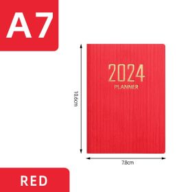 2024a7 English Schedule Book Creative Small Pocket Notebook (Option: A7-Red)