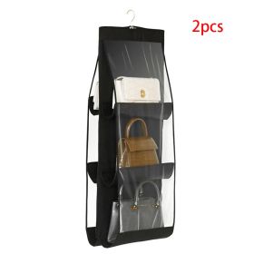 Household Fashion Personalized Storage Bag Hanging (Option: 2pcs Black 6grid-36x85cm)