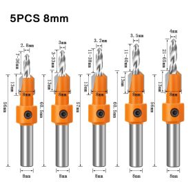 Alloy Head Screw Step Drill Wood Self-tapping Screw Installation (Option: 5 Pieces Blade Diameter 8mm-8-65)