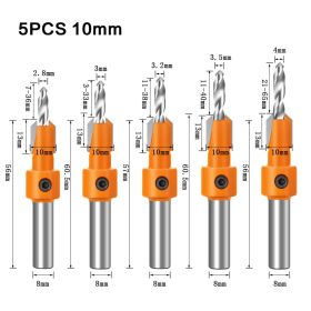 Alloy Head Screw Step Drill Wood Self-tapping Screw Installation (Option: 5PCs Blade Diameter 10mm-8-65)