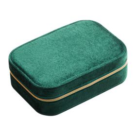 Flannel Jewelry Box Ring Necklace Ear Stud Earring Storage Box (Option: Dark Green)