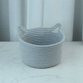 Cat's Ears Desktop Storage Basket Hand Woven Cartoon (Option: Gray-21cmx12cm)