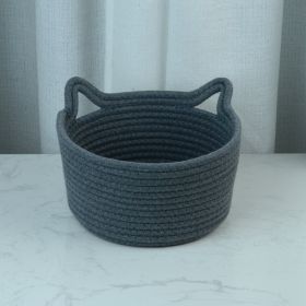 Cat's Ears Desktop Storage Basket Hand Woven Cartoon (Option: Dark Gray-24cmx14cm)