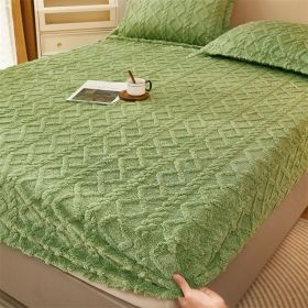 Winter Thermal Flannel Coral Fleece Fitted Sheet Fleece-lined Non-slip Bedspread (Option: Lime Green-180cm200cm)